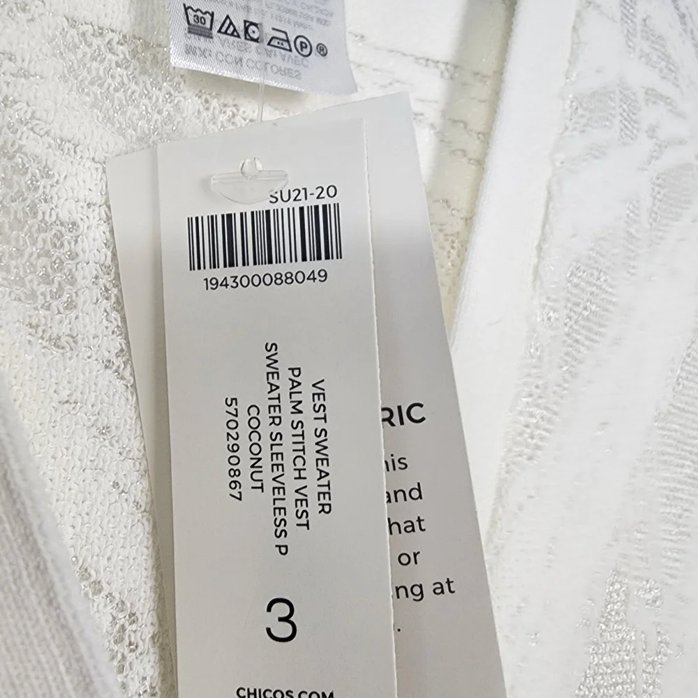 Chico's Sleeveless Palm-Stitch Long Sweater Vest Chico sz 3 xl/16 new with tags - Picture 11 of 12